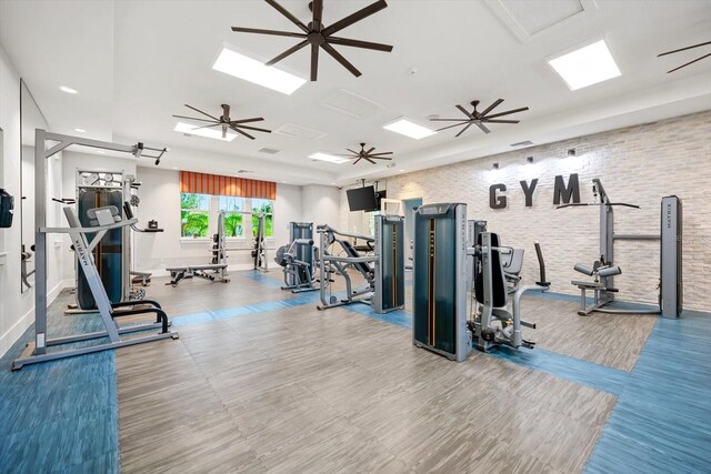 4704 Foxtail Dr, Parrish, FL 34219 - gym featuring baseboards, recessed lighting, and ceiling fan