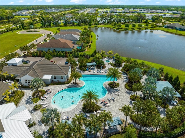 bird's eye view featuring a water view