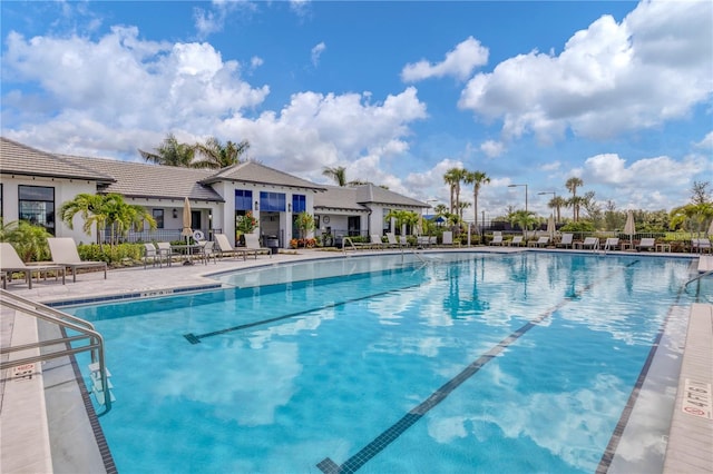 view of pool featuring a patio area