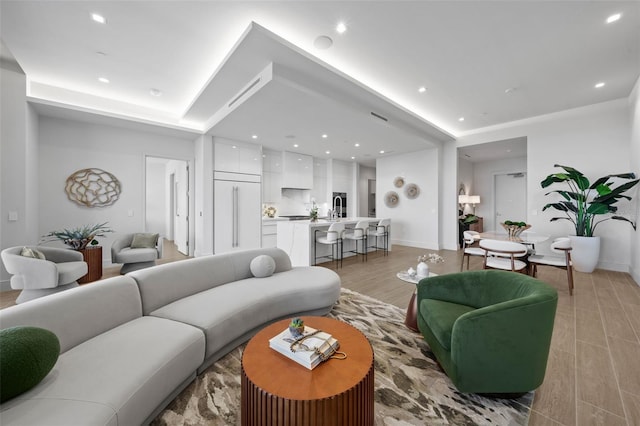 living room featuring light hardwood / wood-style floors