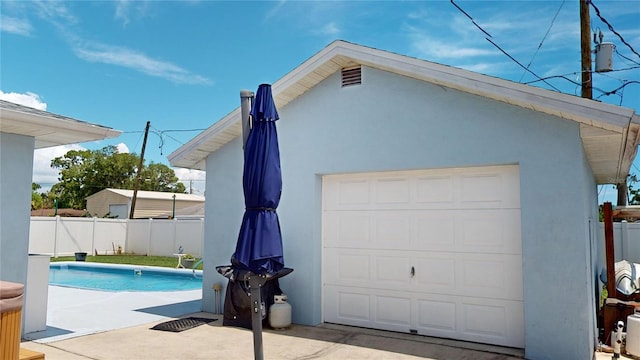 exterior space featuring a fenced in pool