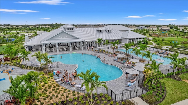 view of swimming pool featuring a patio