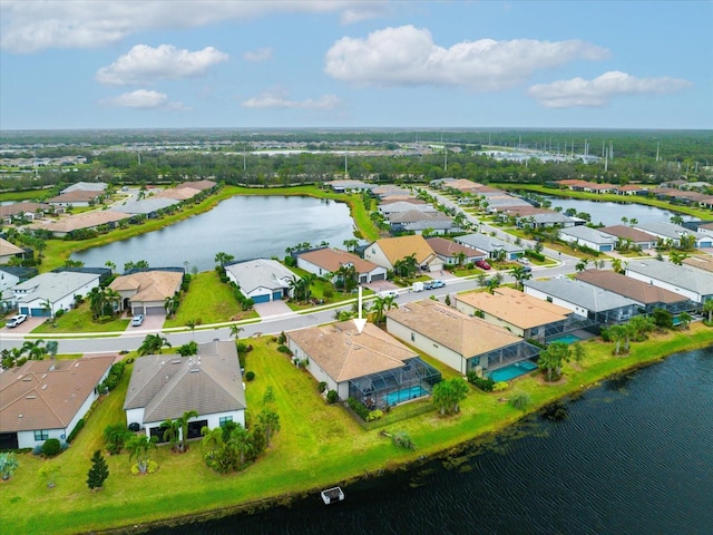 bird's eye view featuring a water view