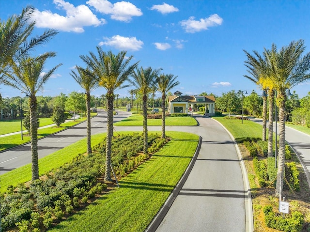 view of home's community with a lawn