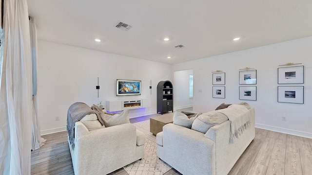 living room featuring light hardwood / wood-style flooring