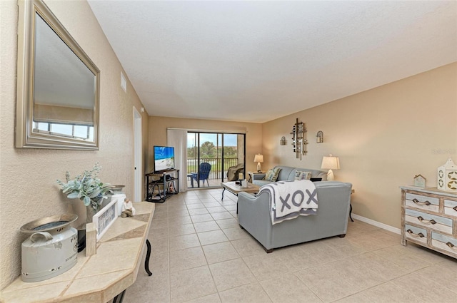 view of tiled living room