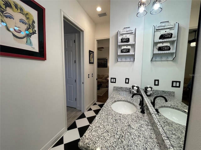 bathroom featuring wood-type flooring and vanity