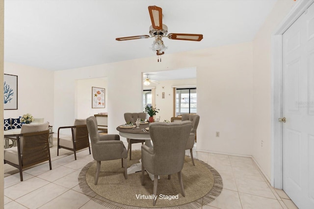 6352 Coniston Ter, North Port, FL 34287 - dining room with ceiling fan and light tile patterned floors