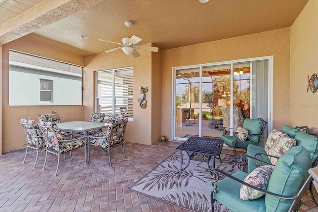 view of patio / terrace featuring an outdoor hangout area and ceiling fan