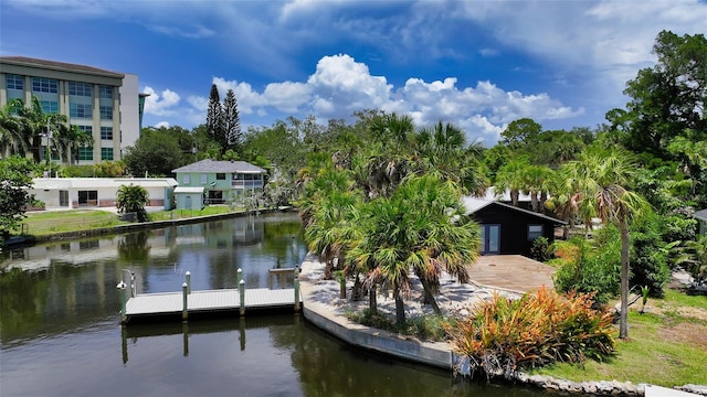 dock area featuring a water view