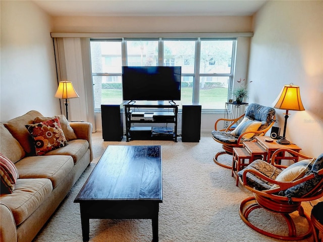 living room with carpet flooring