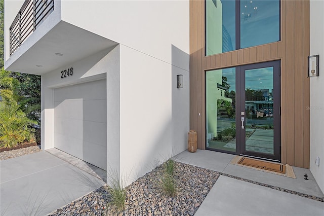 entrance to property with a garage