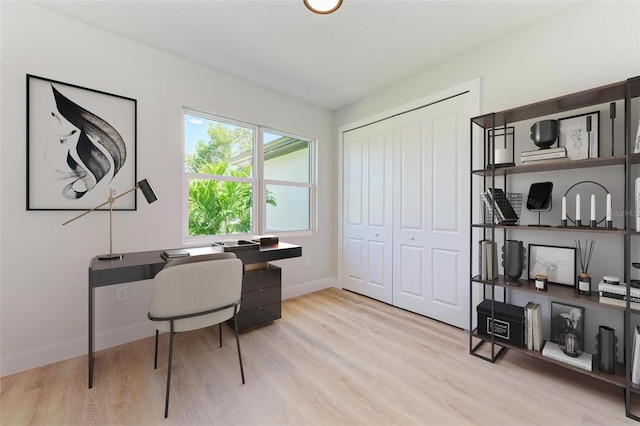 office area featuring light wood-type flooring