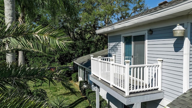 view of home's exterior featuring a balcony