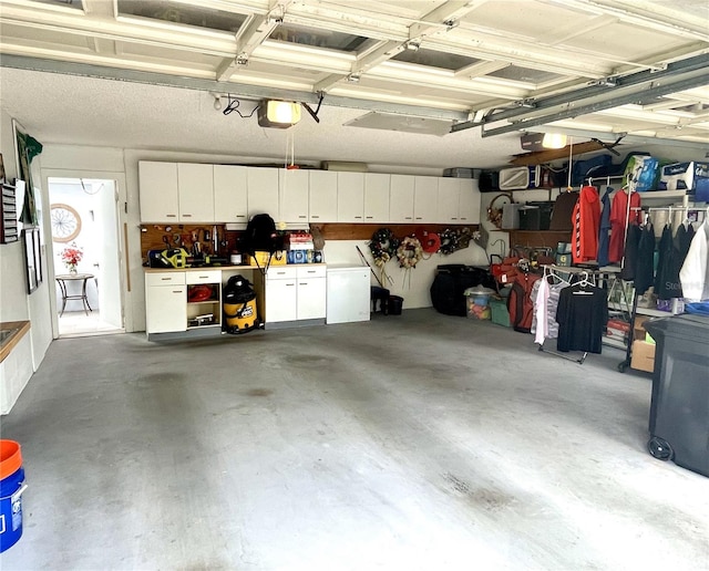 garage with a garage door opener