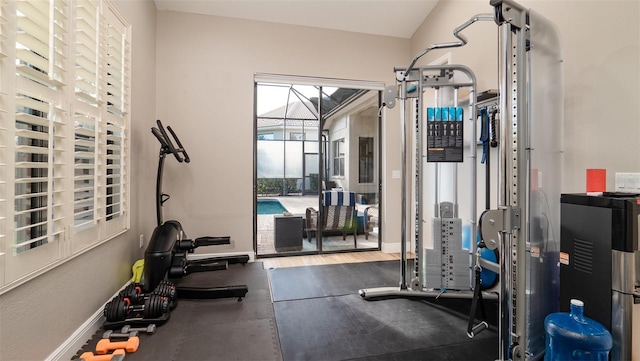 interior space with dark hardwood / wood-style flooring