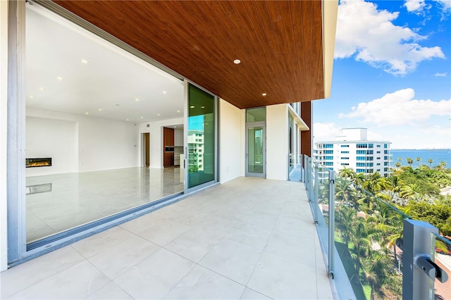 balcony with a water view