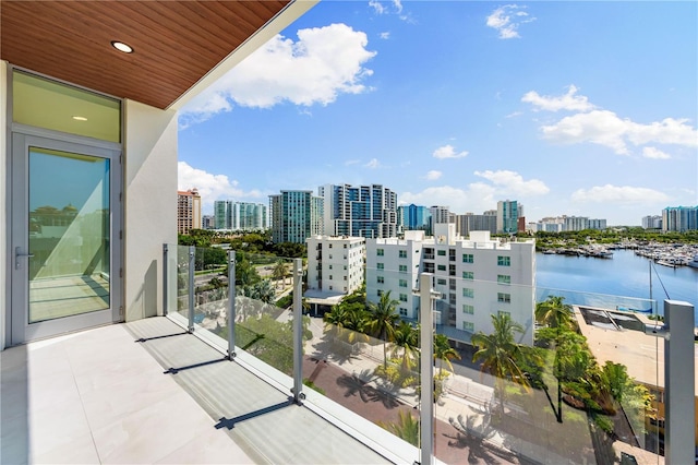 balcony with a water view