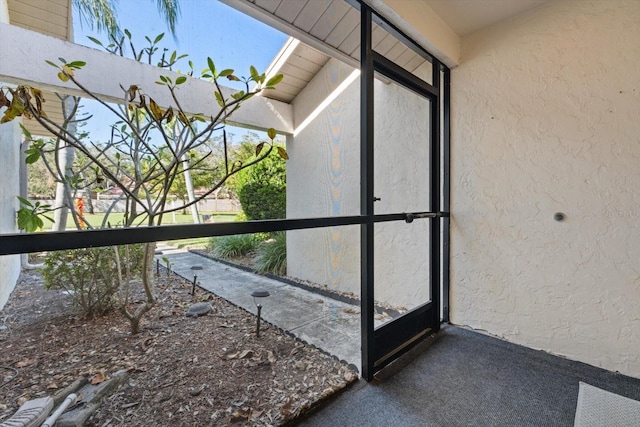 exterior space with a skylight