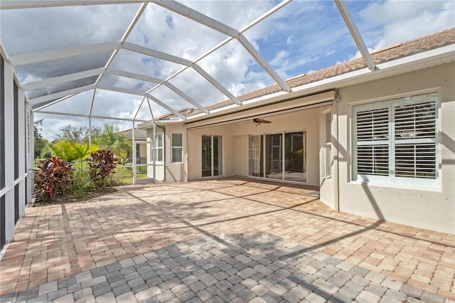 unfurnished sunroom with vaulted ceiling