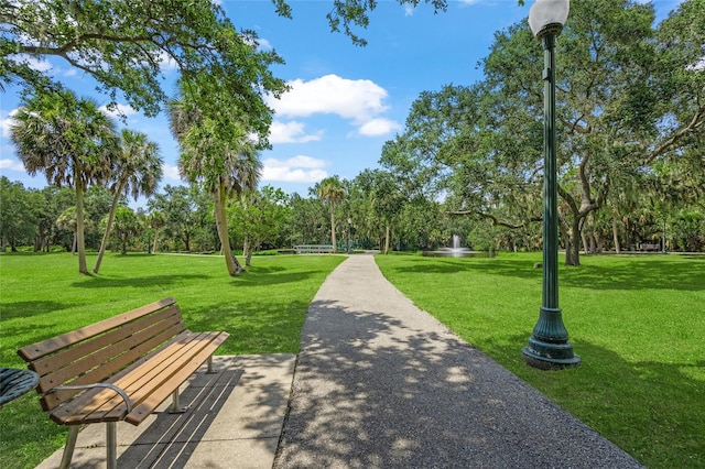 view of community featuring a yard