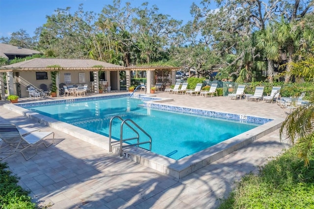 view of pool featuring a patio