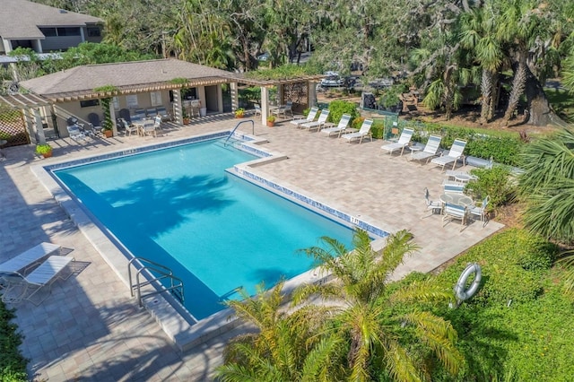 view of pool featuring a patio area