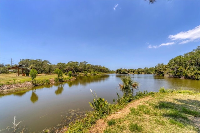 water view featuring a gazebo