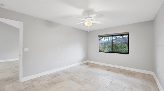 unfurnished room with ceiling fan