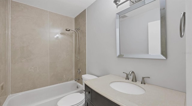 full bathroom featuring vanity, toilet, and shower / bathtub combination