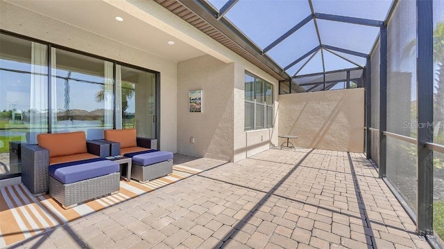 unfurnished sunroom with vaulted ceiling