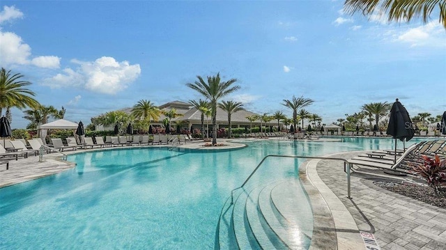 view of pool featuring a patio area