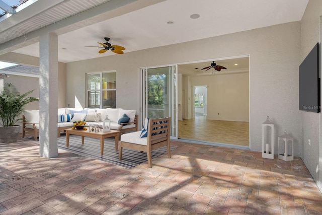 view of patio featuring an outdoor hangout area