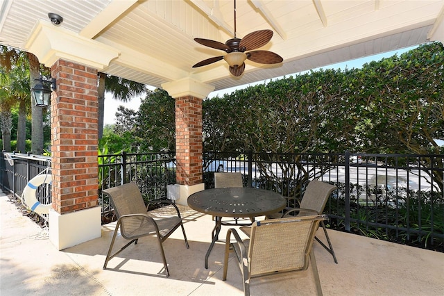 view of patio with ceiling fan