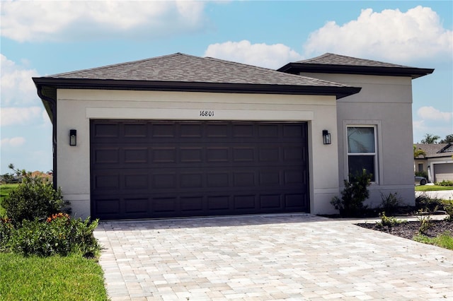 view of front of house with a garage