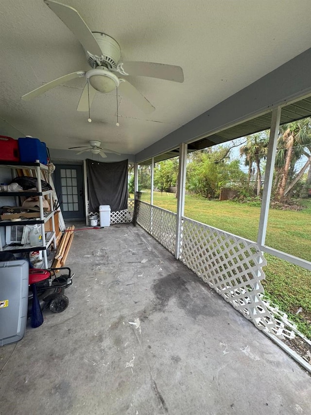 view of unfurnished sunroom