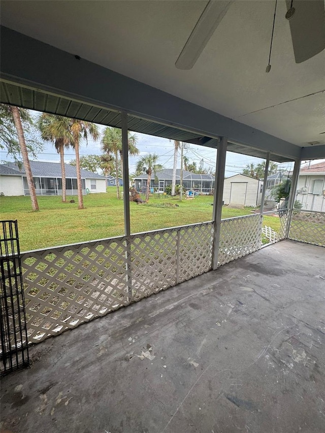 view of unfurnished sunroom