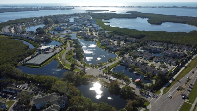 bird's eye view featuring a water view