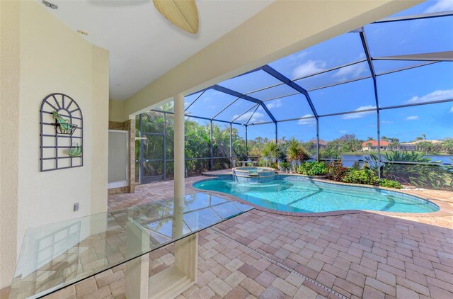1509 Raphis Royale Blvd, Englewood, FL 34223 - view of pool with a patio area, a pool with connected hot tub, and glass enclosure