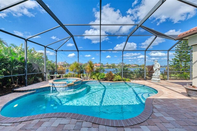 1509 Raphis Royale Blvd, Englewood, FL 34223 - view of swimming pool featuring a patio, a lanai, and a pool with connected hot tub