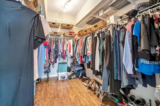 walk in closet featuring hardwood / wood-style flooring