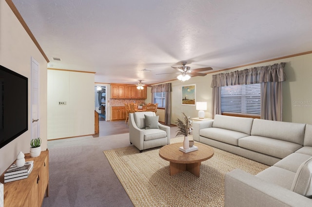 1640 Center Rd, Terra Ceia, FL 34250 - living area featuring ceiling fan and light carpet