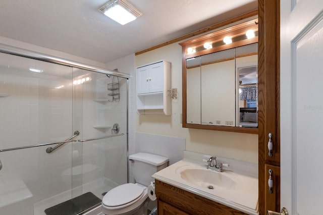 1640 Center Rd, Terra Ceia, FL 34250 - bathroom featuring a shower stall, vanity, and toilet