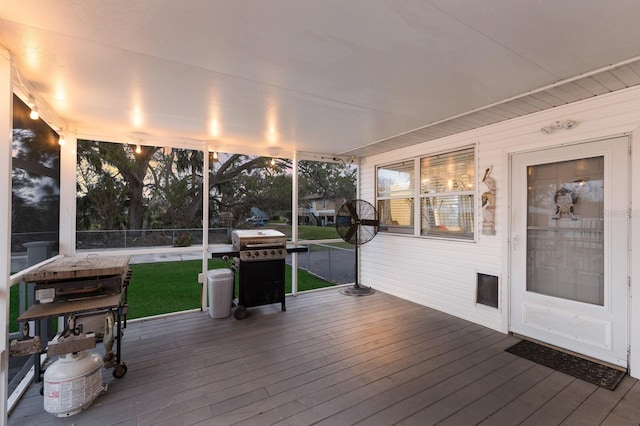 wooden deck featuring grilling area