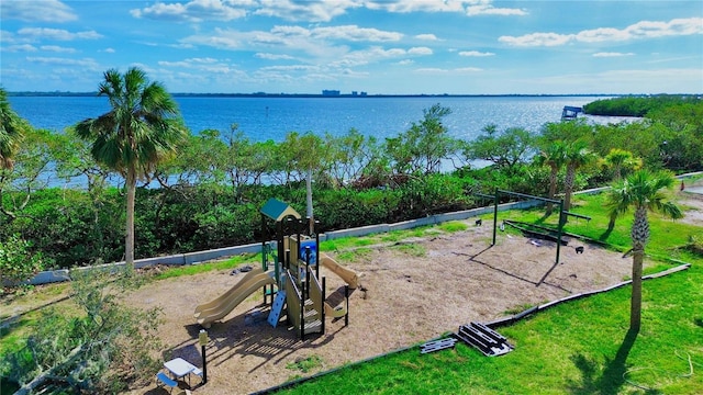 communal playground with a water view