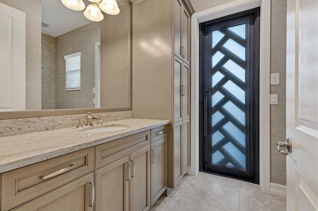 bathroom featuring vanity and tile patterned floors