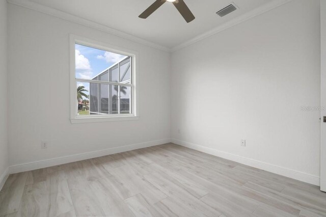 16381 Cape Horn Blvd, Punta Gorda, FL 33955 - empty room featuring ornamental molding, ceiling fan, light wood-style flooring, and baseboards