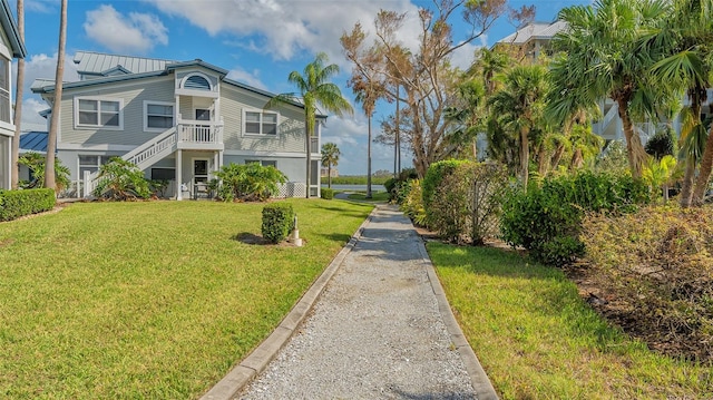 view of front of property with a front lawn