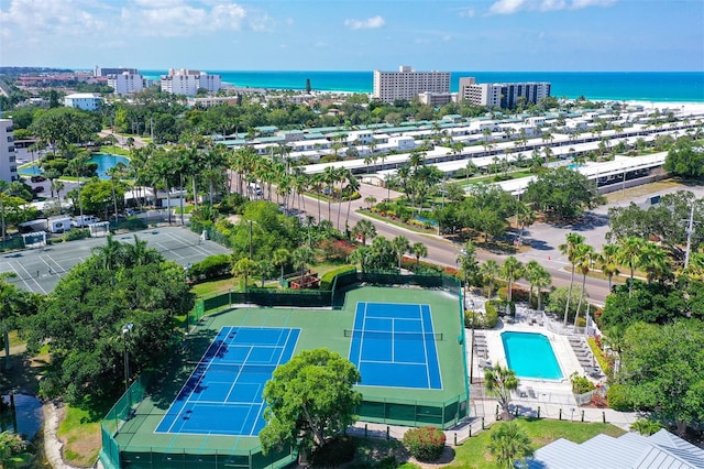 bird's eye view featuring a water view