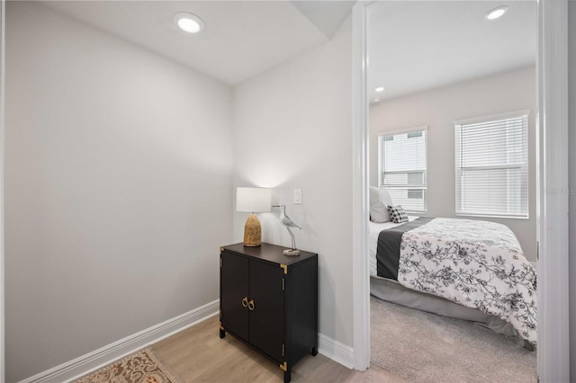 bedroom featuring light wood-type flooring